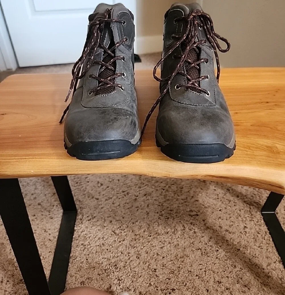 Timberland Boy's Brown Leather Waterproof Lace-Up Hiking/Work Boots